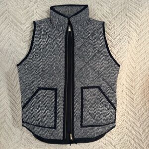 J. Crew Black and White Herringbone Vest
